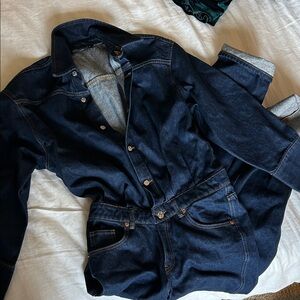 ZARA Dark Blue Denim Jumpsuit
